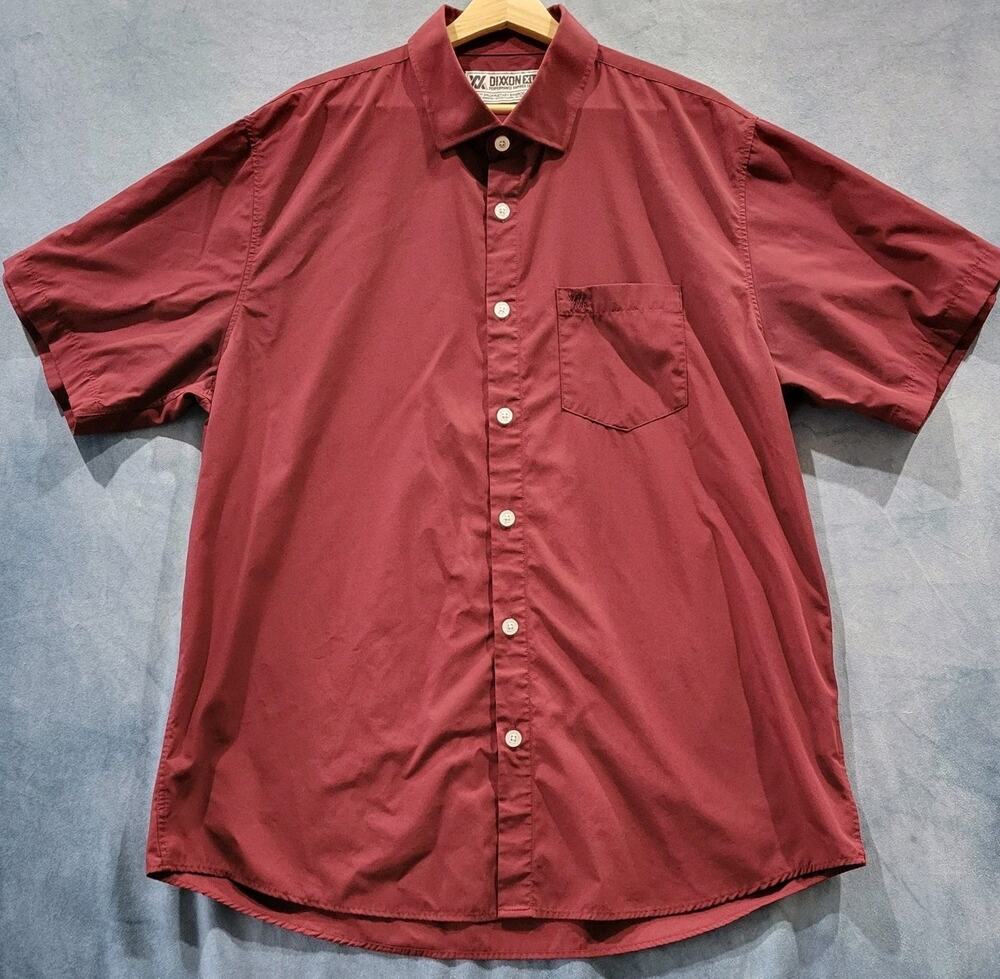 DIXXON Flannel Dlux Performance Bamboo Shirt Men's XL Short Sleeve Maroon Red